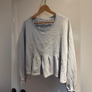 Anthropologie Pilcro Sky Blue Pleated Sweatshirt. Sz: XL
